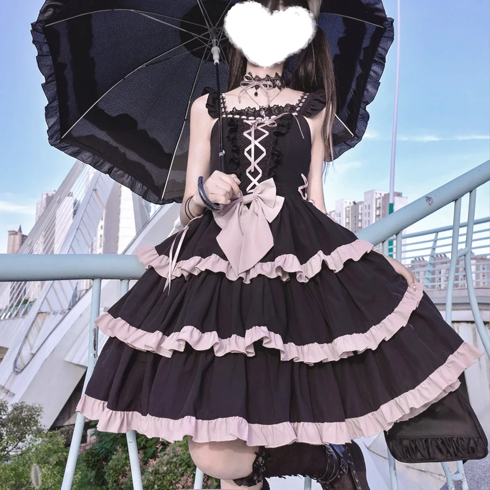 Pink and Black Lolita Fashion