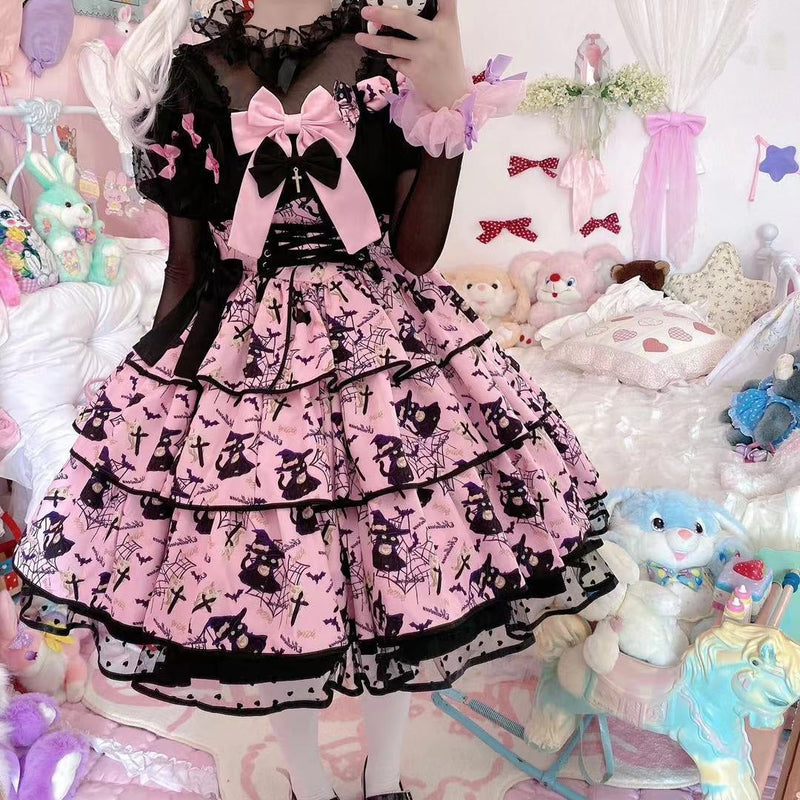 Pink and Black Lolita Fashion