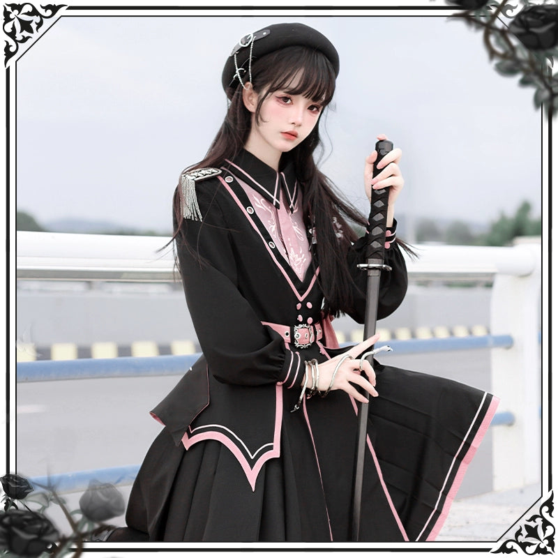 Pink and Black Lolita Fashion