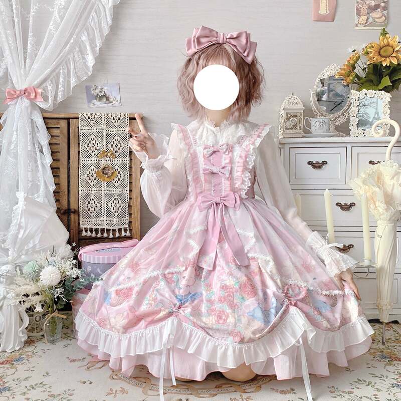 pink and white lolita dresses